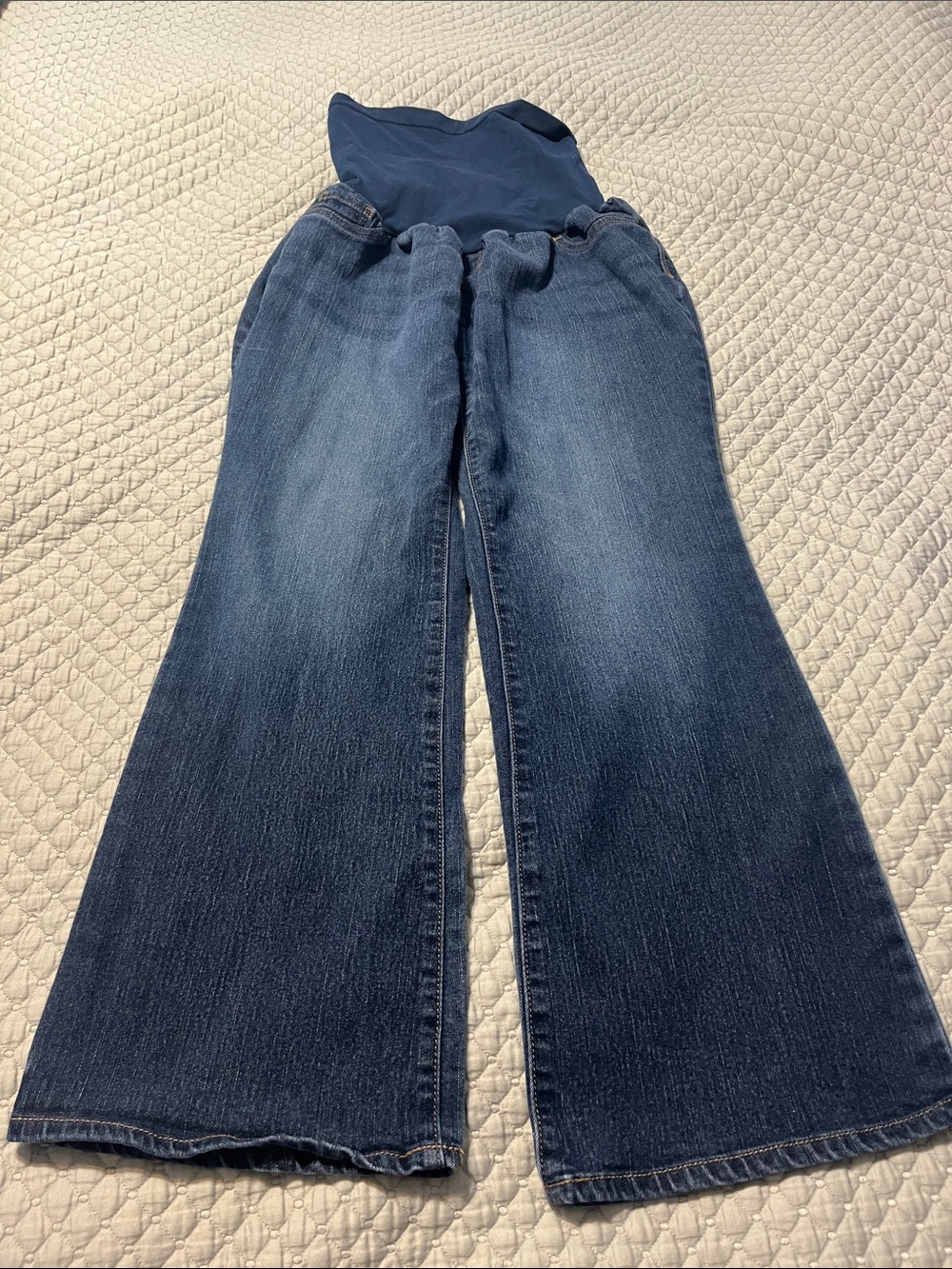Indigo Blue Wide-Leg Maternity Jeans in Navy and Denim Blue